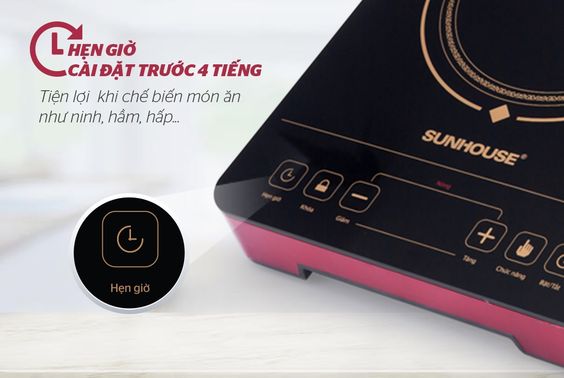 Bếp hồng ngoại Sunhouse SHD6014 hẹn giờ tiện lợi